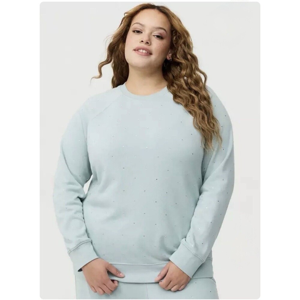 Torrid‎ NWT Embellished Fleece Crew Sweatshirt Mint Green Studded Plus 5 5X-28